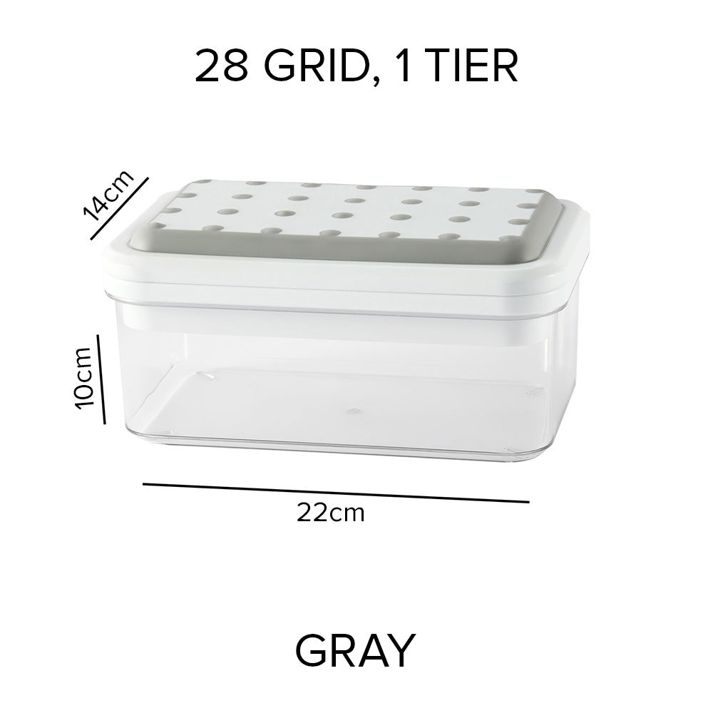 Locaupin Easy Release Ice Cube Molder Tray Bin Freezer Container Bucket with Scoop For Chilling Whiskey Cocktails Making Cold Drinks