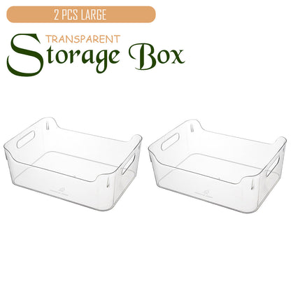 Locaupin Clear Storage Basket with Handle Multipurpose Countertop Bin Kitchen Pantry Cabinet Organizer Snack Food Container
