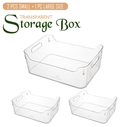 Locaupin Clear Storage Basket with Handle Multipurpose Countertop Bin Kitchen Pantry Cabinet Organizer Snack Food Container