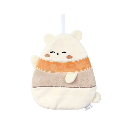 Locaupin Cute Cartoon Animal Hand Towel with Hanging Loop Soft Absorbent Fast Drying Washcloth For Kitchen Bathroom  Use
