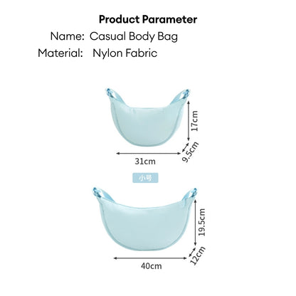 LOCAUPIN Moon Casual Cross Body Bag Nylon Messenger Bag Dumpling bag Portable Men and Women Simple Shoulder Sling Bag