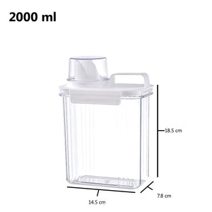 Multipurpose Jar Laundry Liquid Powder Detergent Dispenser Airtight Refill Container with Measuring Cup Lid