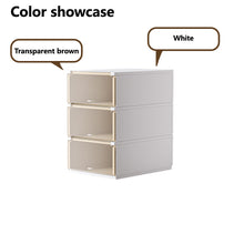 Load image into Gallery viewer, 3pcs Set Dual Opening Dust Proof Shoe Box Stackable Closet Organizer Space Saving Sneaker Display Case
