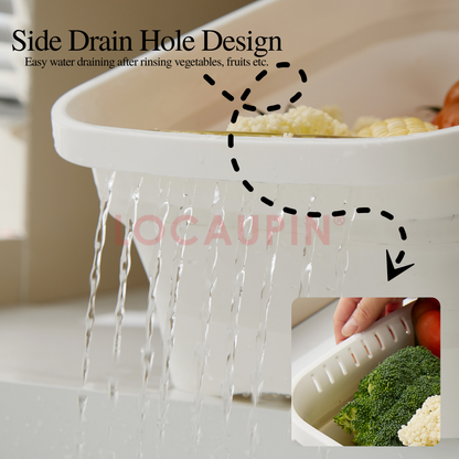 Locaupin Kitchen Foldable Basin for Fruits and Vegetables Washing - Portable and Space Saving Wash Basket - Sink Organizer