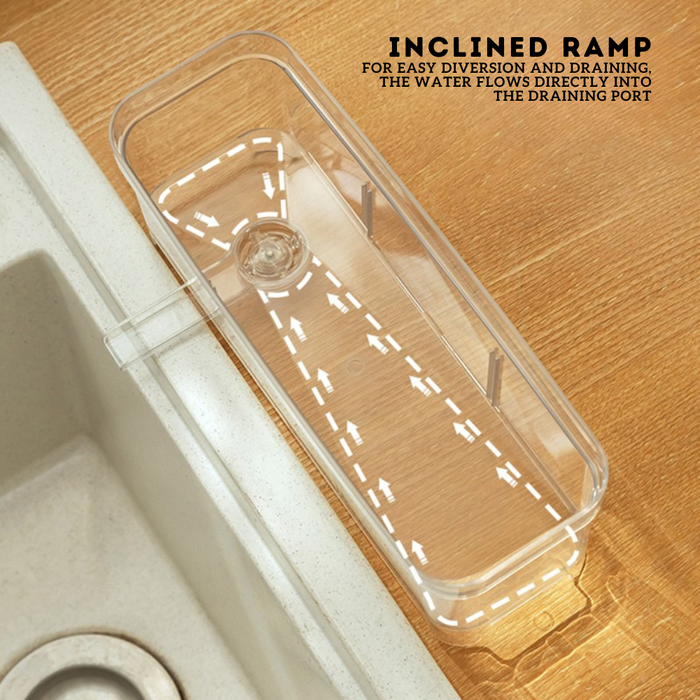 Locaupin 3 Compartment Sink Organizer Draining Rack High Quality Kitchen Dishwashing Soap Sponge Holder with Automatic Drain Port