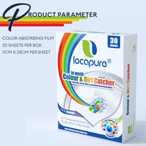Locaupin 30 Sheets In-Wash Color Catcher Household Laundry Clothes Essential Absorbs Loose Dyes Prevents Discolouration