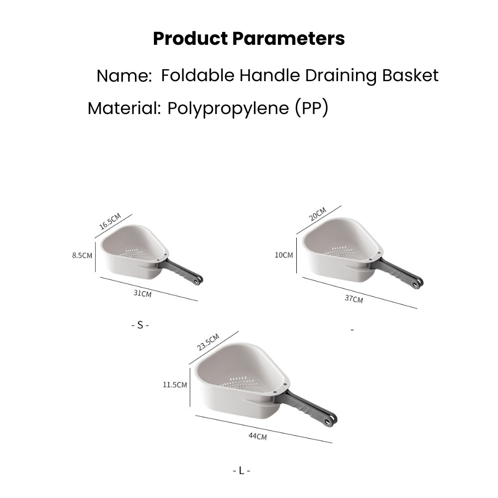 LOCAUPIN Foldable Handle Colander Draining Basket Food-Grade Vegetable & Fruit Strainer Space-Saving Triangle Basket