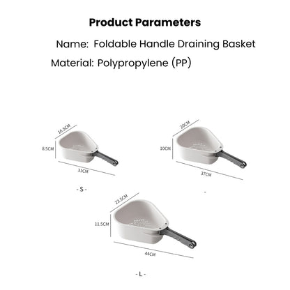 LOCAUPIN Foldable Handle Colander Draining Basket Food-Grade Vegetable & Fruit Strainer Space-Saving Triangle Basket