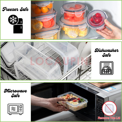 Locaupin Fresh Keeping Food Storage Airtight Leakproof Refrigerator Organizer Ideal for Meal Prep and Preserving Leftovers