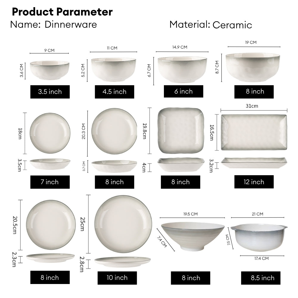 LOCAUPIN Ceramic Elegant Modern Dinnerware Microwave & Oven Safe High Quality Ceramic Bowl Plates Tableware Collection
