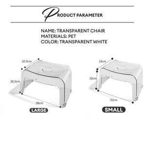 Locaupin Transparent Mini Chair Non Slip Waterproof Foot Step Stool Shower Low Bench Bathroom Seat