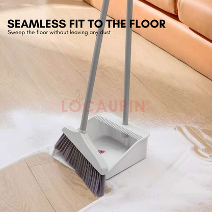 Locaupin Broom and Dustpan Set Household Floor Cleaning Tool High Quality Material Long Handle Sweeper Sturdy and Durable Cleaner