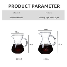 Load image into Gallery viewer, LOCAUPIN Borosilicate Glass Pour-Over Coffee Maker with Filter Manual Drip Brewer Christmas Gift
