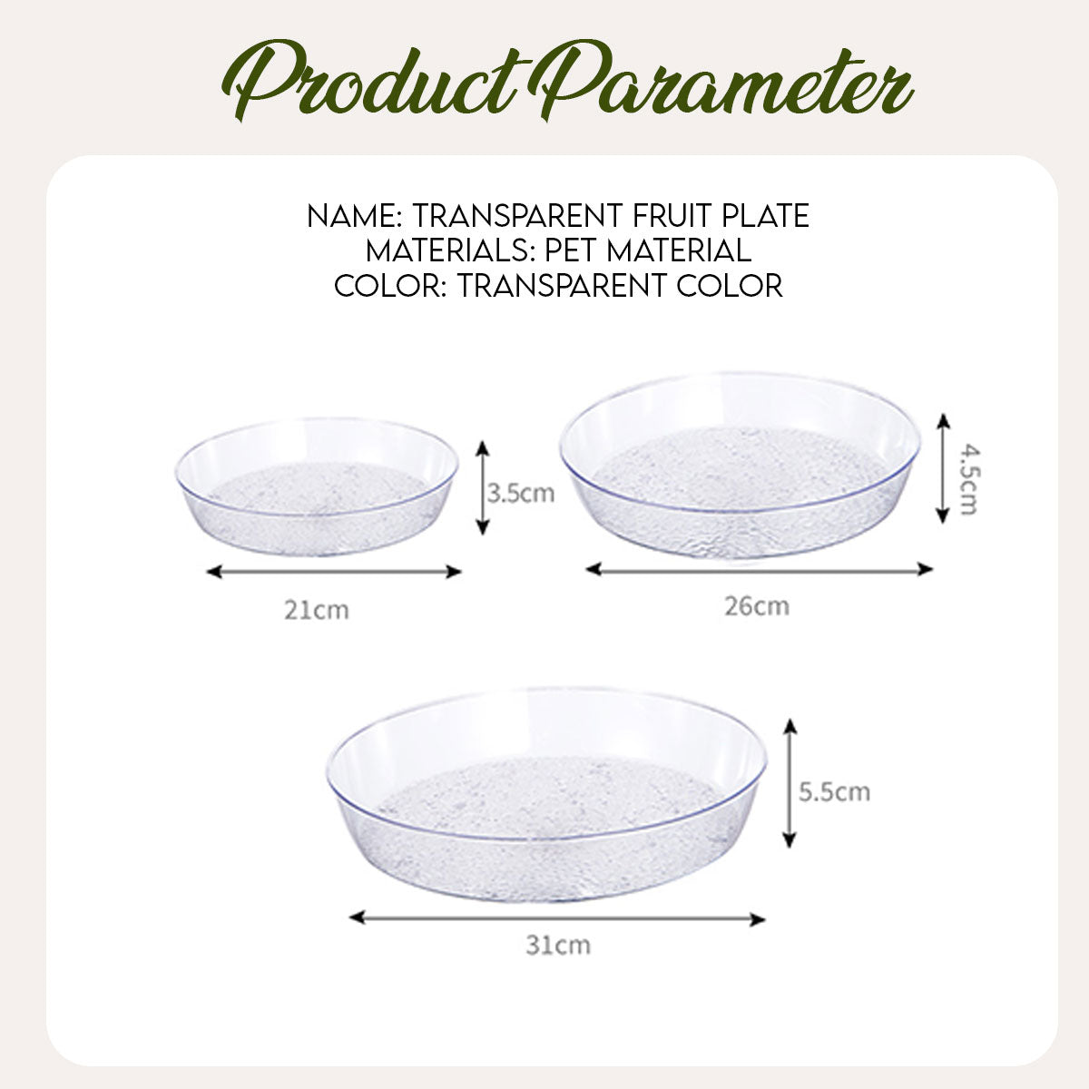 Locaupin Clear Round Serving Food Tray Fruit Salad Bowl Container Multifunctional Appetizer Snacks Platter