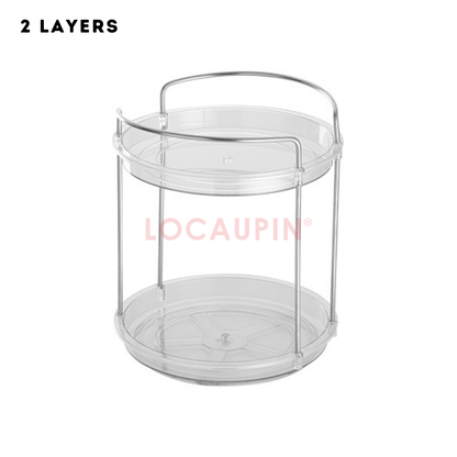 Locaupin 360° Multifunctional Rotating Organizer Condiments Cosmetics Snacks Toiletries Rotatable Transparent Display Rack
