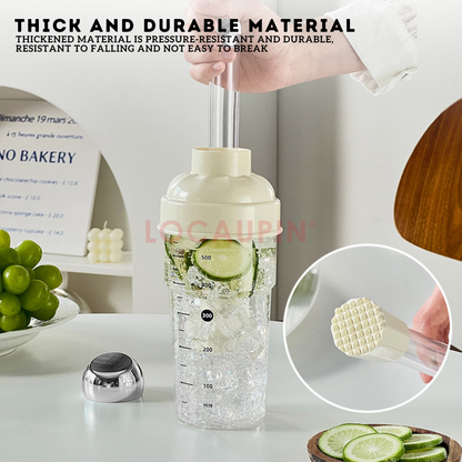 Locaupin Beverage Shaker Cup with Ice Hammer and Splash-Proof Lid High Quality Food Grade Drink Mixer Bottle for Cocktail Juices