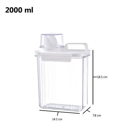 Multipurpose Jar Laundry Liquid Powder Detergent Dispenser Airtight Refill Container with Measuring Cup Lid