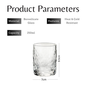 LOCAUPIN Wave Texture Drinking Borosilicate Glass Mug Hot Iced Coffee Cup High Temperature Resistant