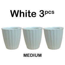 Load image into Gallery viewer, Locaupin White Line Textured Flower Pot Modern Home Garden Plants Outdoor Decor Wicking Rope Self Watering Planter
