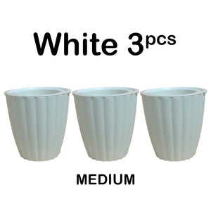 Locaupin White Line Textured Flower Pot Modern Home Garden Plants Outdoor Decor Wicking Rope Self Watering Planter