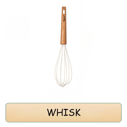 Locaupin High Quality Food Grade Silicone Cooking Utensils Kitchenware Spoon Ladle Turner With Wooden Handle Non Stick Cookware