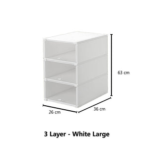 Set of 3 Shoe Box Multifunctional Cabinet Organizer Sneaker Display Case Stackable Closet Storage Container