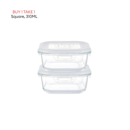 LOCAUPIN B1T1 2-Pack Airtight Borosilicate Glass Food Containers with Silicone Lid Microwave Safe Leakproof Lunch Box