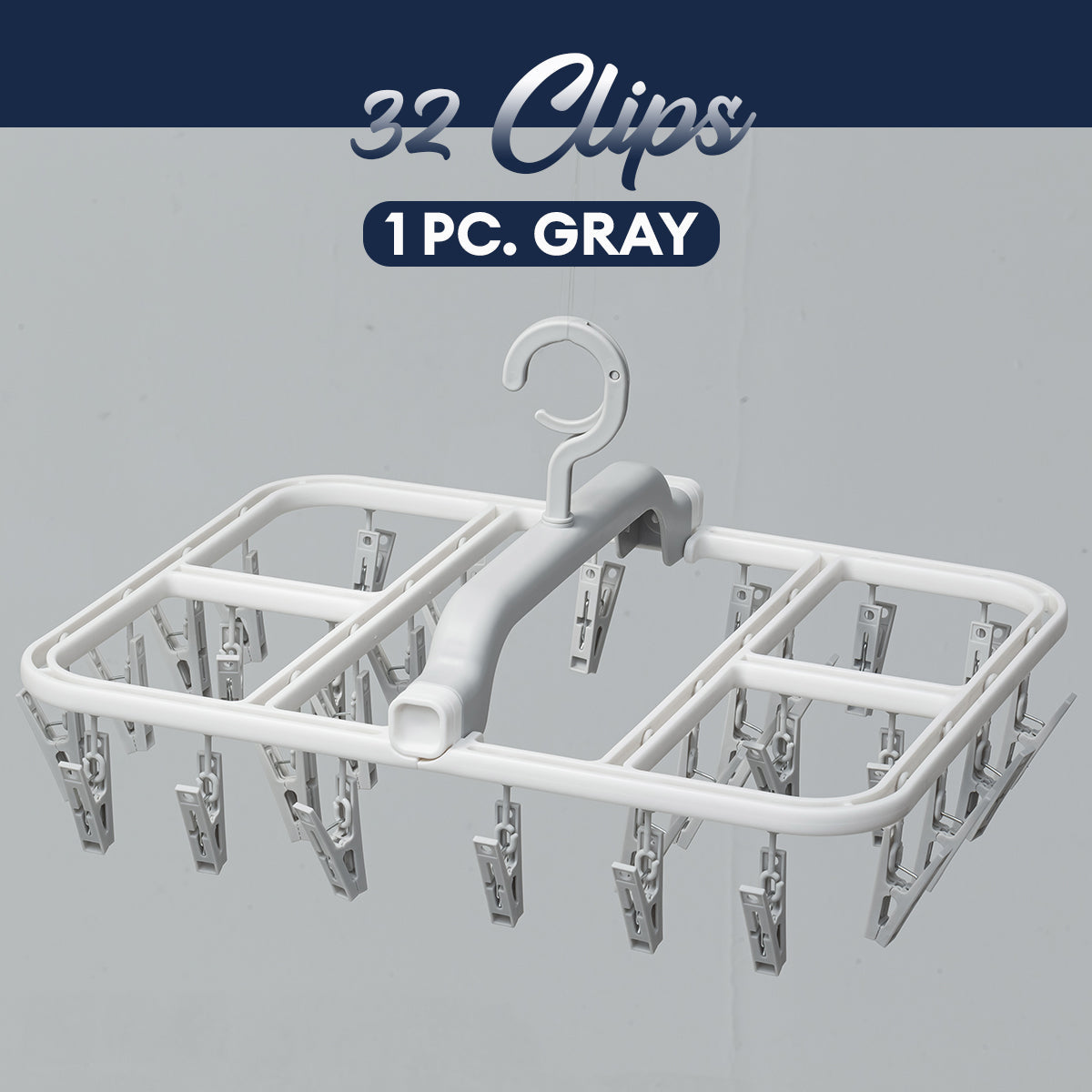 Locaupin Laundry Portable 12 Clips Folding Clothes Hanger Rotating Hook Socks Towel Undergarment Drying Rack