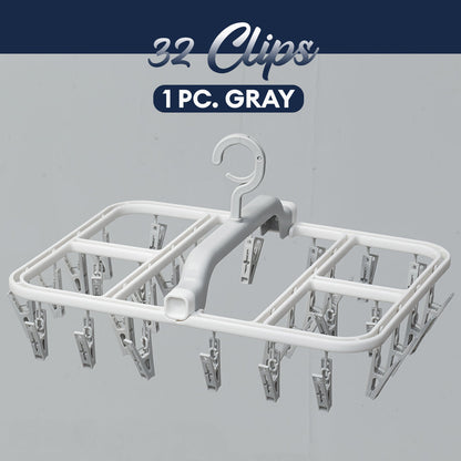 Locaupin Laundry Portable 12 Clips Folding Clothes Hanger Rotating Hook Socks Towel Undergarment Drying Rack