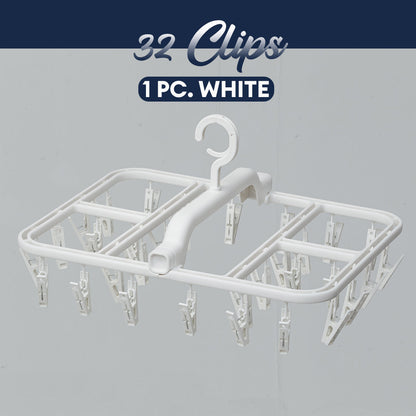 Locaupin Laundry Portable 12 Clips Folding Clothes Hanger Rotating Hook Socks Towel Undergarment Drying Rack