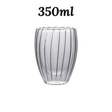 Load image into Gallery viewer, Locaupin Aesthetic Stripe Design Double Wall Glass Drinking Cup Hot-Cold Resistant Borosilicate Drinkware Coffee Juice Water Mug
