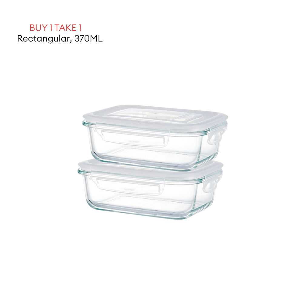 LOCAUPIN B1T1 2-Pack Airtight Borosilicate Glass Food Containers with Silicone Lid Microwave Safe Leakproof Lunch Box