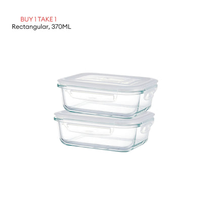 LOCAUPIN B1T1 2-Pack Airtight Borosilicate Glass Food Containers with Silicone Lid Microwave Safe Leakproof Lunch Box