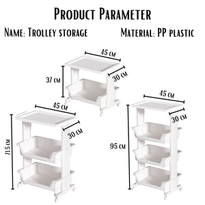 Locaupin Multifunctional Moving Storage Rack Side Table Organizer Bathroom Trolley with Wheel Utility Shelf Organizer For Kitchen