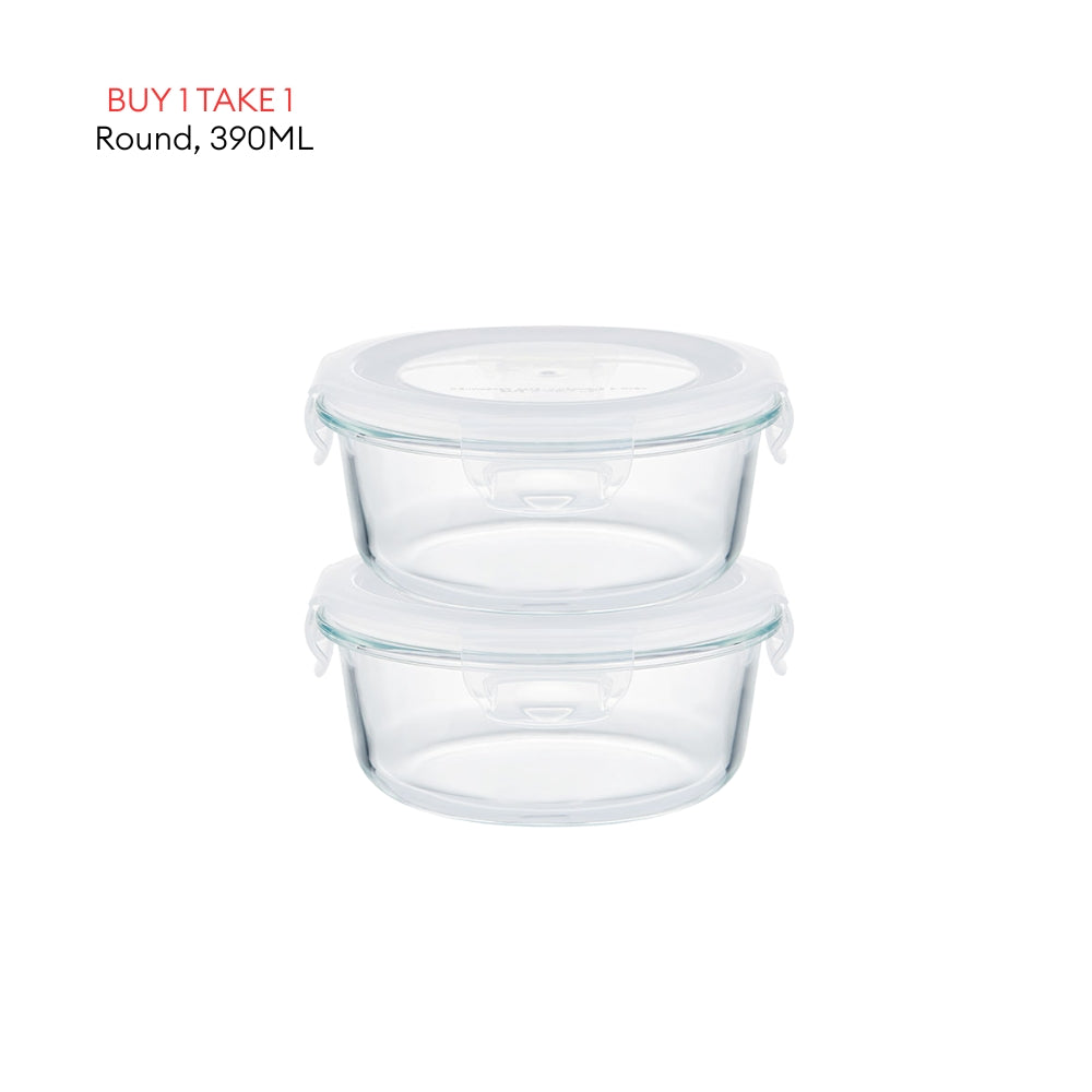 LOCAUPIN B1T1 2-Pack Airtight Borosilicate Glass Food Containers with Silicone Lid Microwave Safe Leakproof Lunch Box