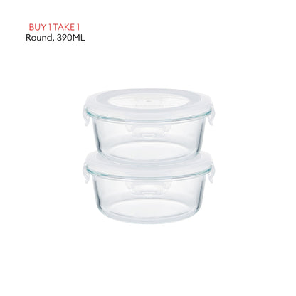LOCAUPIN B1T1 2-Pack Airtight Borosilicate Glass Food Containers with Silicone Lid Microwave Safe Leakproof Lunch Box