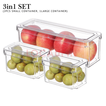 Locaupin Transparent Refrigerator Food Storage Stackable Fruits Vegetables Fridge Organizer High Quality Fresh Keeping Container