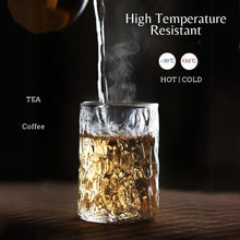 Load image into Gallery viewer, LOCAUPIN Wave Texture Drinking Borosilicate Glass Mug Hot Iced Coffee Cup High Temperature Resistant
