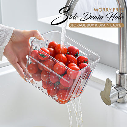 LOCAUPIN Wall Mounted Clear Organizer Bin Self Draining Multipurpose Kitchen Bathroom Laundry Vanity Storage Shelf