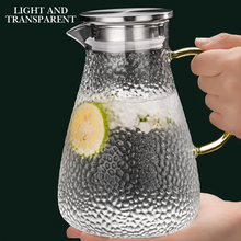 Load image into Gallery viewer, Locaupin Textured Borosilicate Glass Pitcher with Stainless Steel Lid Hot and Cold Resistant Refrigerator Tea Juice Water Jug
