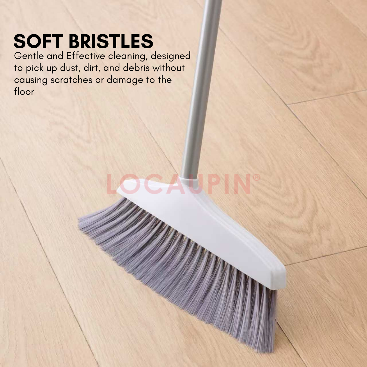 Locaupin Broom and Dustpan Set Household Floor Cleaning Tool High Quality Material Long Handle Sweeper Sturdy and Durable Cleaner