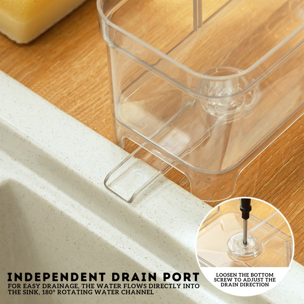Locaupin 3 Compartment Sink Organizer Draining Rack High Quality Kitchen Dishwashing Soap Sponge Holder with Automatic Drain Port