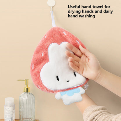 Locaupin Cute Cartoon Animal Hand Towel with Hanging Loop Soft Absorbent Fast Drying Washcloth For Kitchen Bathroom  Use