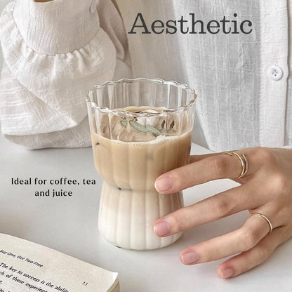 LOCAUPIN Borosilicate Glass Coffee Gift Mug Textured Aesthetic Drinking Cup Hot Cold Milk Tea
