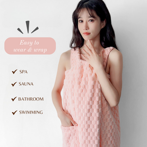 LOCAUPIN Women's Spa Bath Towel Absorbent Body Wrap Shower Towel Dress with Sleeveless Strap Pocket