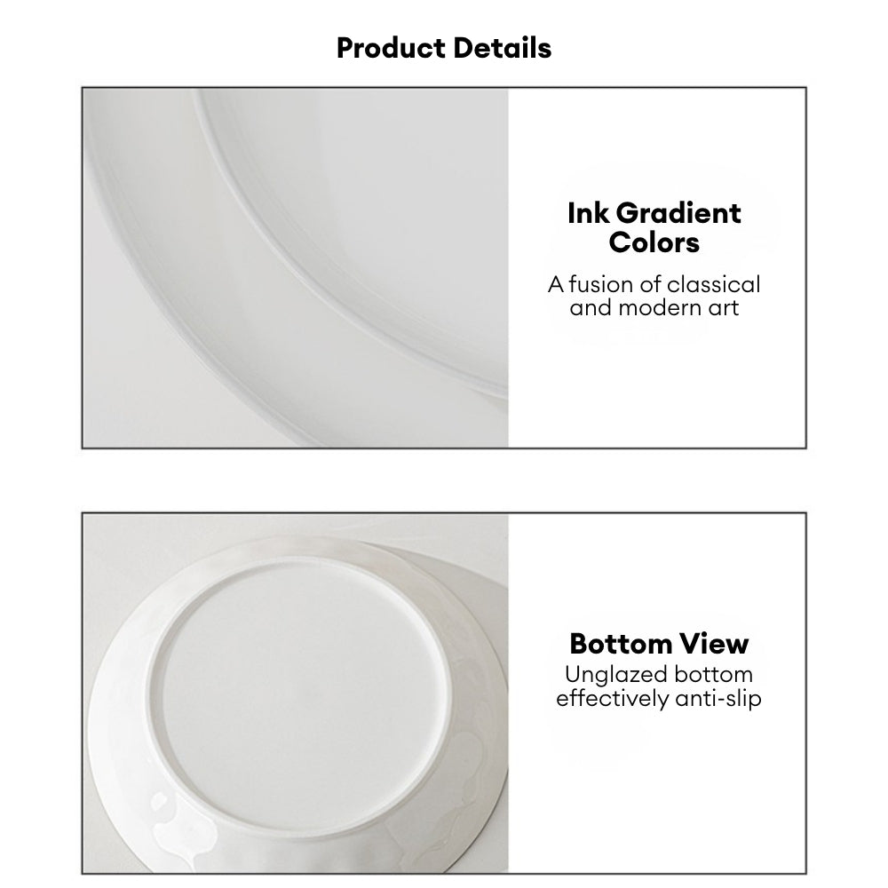 LOCAUPIN Minimalist Glazed Ceramic Dinnerware Microwave Oven Safe Multi-Size Plates and Bowls Dining Set Food Safe Plate