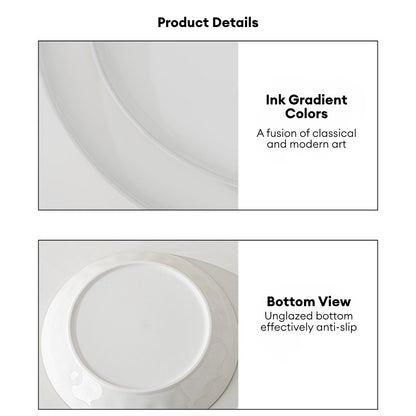 LOCAUPIN Minimalist Glazed Ceramic Dinnerware Microwave Oven Safe Multi-Size Plates and Bowls Dining Set Food Safe Plate
