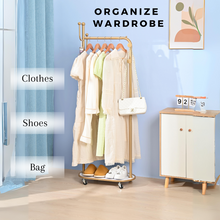 Load image into Gallery viewer, LOCAUPIN Rolling Laundry Hamper Basket Hanger Rack Wardrobe Closet Organizer Dirty Clothes Storage
