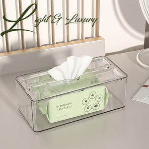 Locaupin Tinted Grey Rectangular Facial Tissue Dispenser Desktop Dresser Napkin Holder Box Bathroom Paper Sheet Container Storage