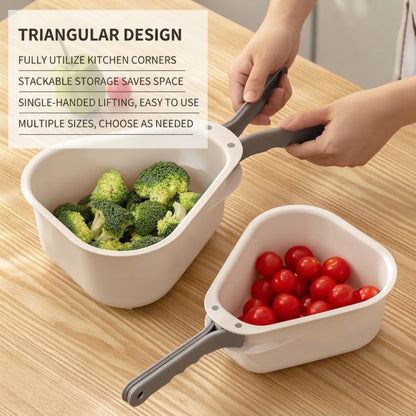 LOCAUPIN Foldable Handle Colander Draining Basket Food-Grade Vegetable & Fruit Strainer Space-Saving Triangle Basket
